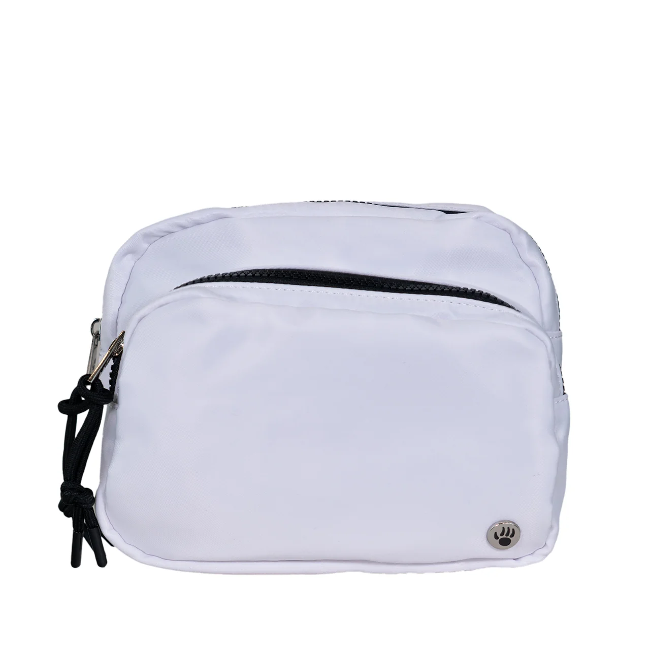 SQUARE DOUBLE ZIP WAIST BAG/SLING WHITE/BLACK